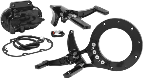 HAWG Halters Inc. Mid Control Kit with Hydraulic Clutch for Harley FLH 2016-2020 - Black Finish (Part # MCK-FH16AS-FK)