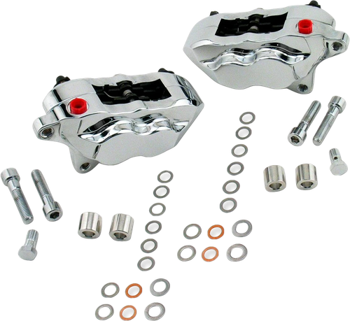 HAWG Halters Inc FKDDCC551 4-Piston Front Dual Caliper Kit for 1984+ Harley with Chrome Finish