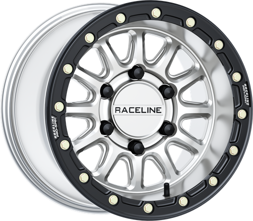 RACELINE Alpha Hyper Wheel 15x10 with 25mm Offset for Polaris RZR R - Silver/Black