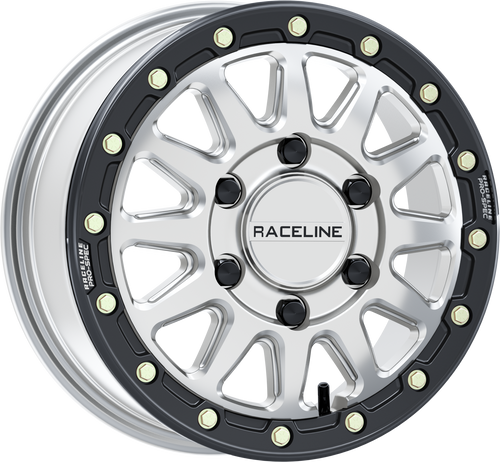 RACELINE Alpha BDLK 15x6.5 Beadlock Wheel for Polaris RZR R - Silver/Black