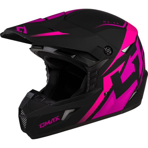 GMAX MX-46Y Youth Compound Helmet Matte Black/Pink with Adjustable Fit and Enhanced Ventilation