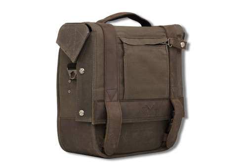 Burly Brand B15-1000D Single Saddlebag in Dark Oak Wet Waxed Canvas