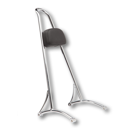 Burly Brand Tall Sissy Bar with Pad for Harley Dyna 2006-2017 - Chrome, Black Powder Coated Options