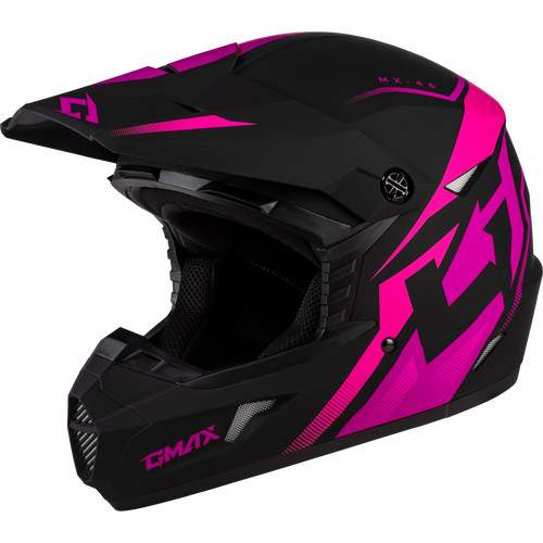GMAX MX 46 Compound Helmet Matte Black/Pink 2X - Lightweight DOT Approved Motocross Helmet