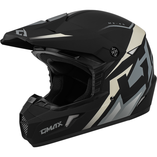 GMAX MX 46 Compound Helmet Matte Black/Grey/White 2X - Lightweight DOT Approved Motorcycle Helmet