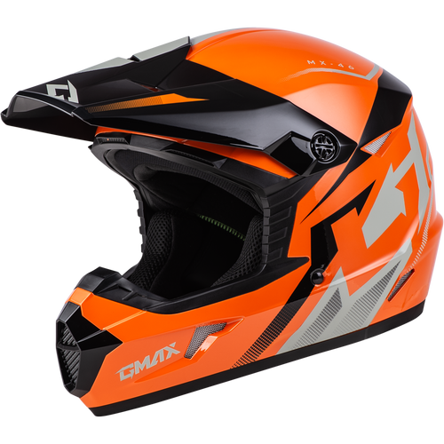 GMAX MX 46 Compound Helmet Orange/Black/Grey XS - Lightweight DOT Approved Motorcycle Helmet with 19 Vents