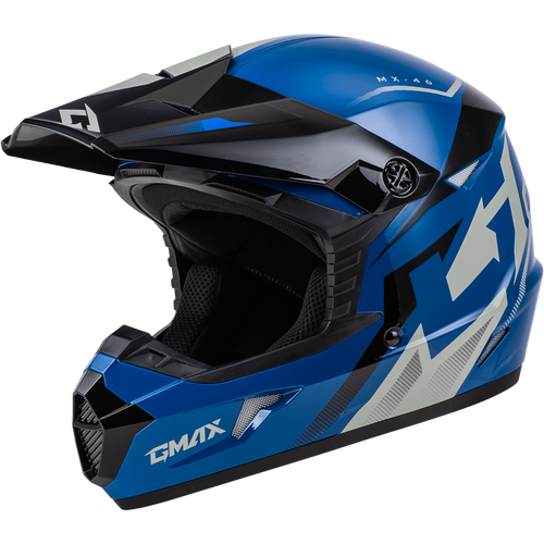 GMAX Mx 46 Compound Helmet Blue/Black/Grey Large - Lightweight DOT Approved Motorcycle Helmet