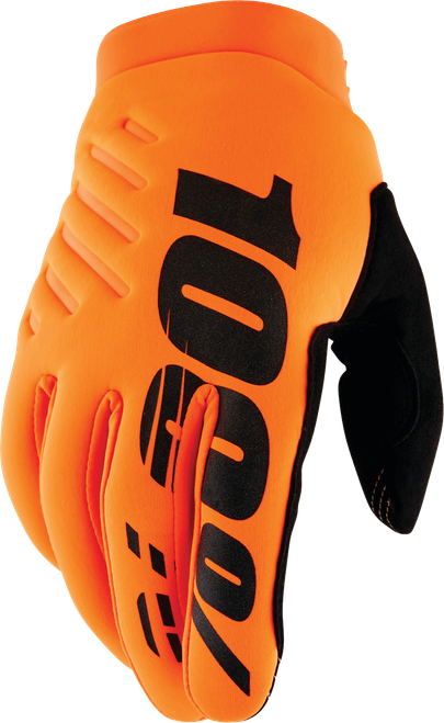 100-Percent Brisker Youth Gloves Fluo Orange/Black Large - Lightweight Insulated Bike Gloves