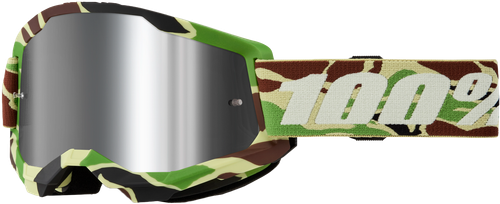 100-Percent Strata 2 Goggle War Camo Mirror Silver Lens – Premium Performance Riding Eyewear