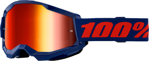 100-Percent Strata 2 Goggle Navy Mirror Red Lens – Premium Performance Riding Eyewear