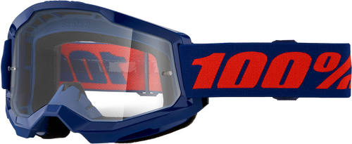 100-Percent Strata 2 Goggle Navy Clear Lens – Premium Performance Cycling Eye Protection