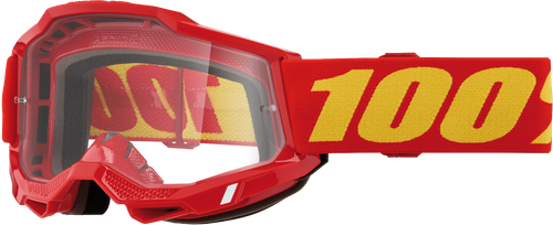 100 Percent Accuri 2 Goggle with Red Frame and Clear Lens - Model 50013-00042