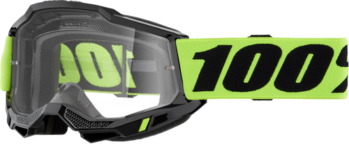 100 Percent Accuri 2 Goggle Neon Yellow Clear Lens - Enhanced Visibility and Comfort for Cyclists