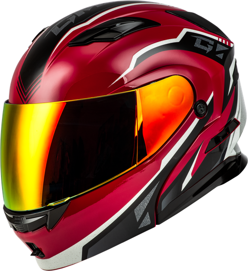 GMAX Md 01 Volta Helmet Red Metallic - Modular Cross-Country Helmet with LED Light and Advanced Ventilation