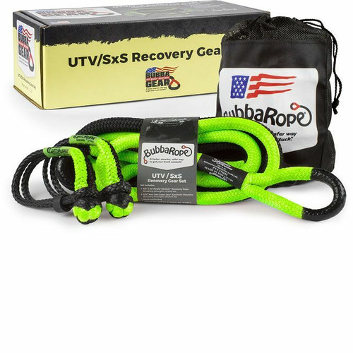 BUBBA ROPES Utv Gear Set Green Eyes with Power Stretch Recovery Rope and Soft Shackles
