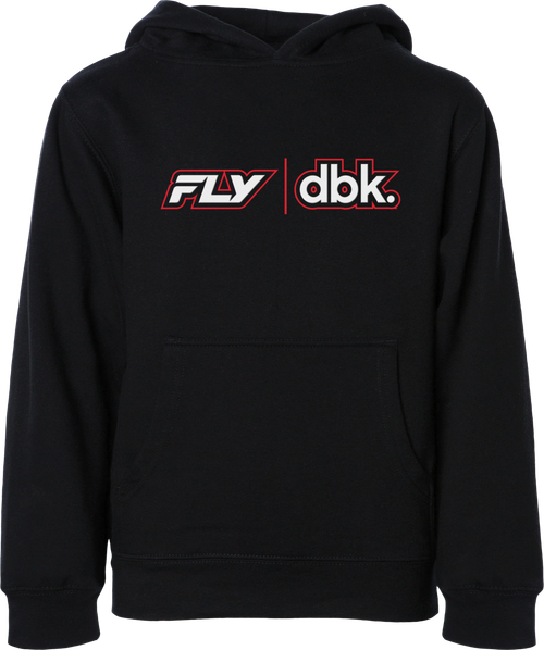 Fly Racing Youth DBK Wheelie Hoodie Black YM – Comfortable 8.5 oz Cotton/Polyester Blend with Custom Raised Print
