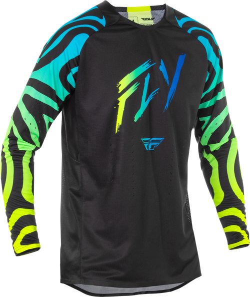 Fly Racing Evolution DST Zen Jersey Black/Blue/Hi Vis 2X for Cycling Performance and Comfort