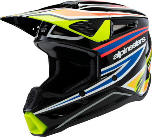 Alpinestars SM3 Youth Wurx Helmet Black/Yellow Fluorescent/Blue/Red - Part Number 8302025-1574-YS