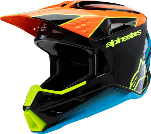 Alpinestars SM3 Youth Fray Helmet Black/Orange/Yellow Fluo (Part Number 8301625-1455-YS)