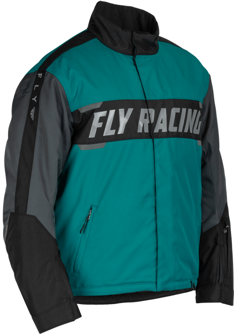 Fly Racing Outpost Jacket Black/Teal/Orange Medium - Weatherproof Snow Sports Jacket