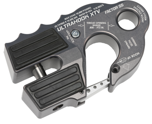 Factor 55 Ultrahook XTV Winch Shackle Mount in Gray – Safe and Secure ATV/UTV Hook with Titanium Pin