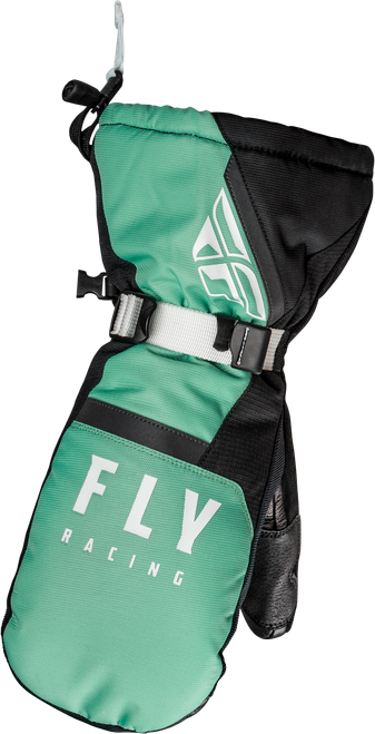 Fly Racing Cascade Mittens Black/Mint Large – Weatherproof Insulated Gloves with Touch Screen Compatibility