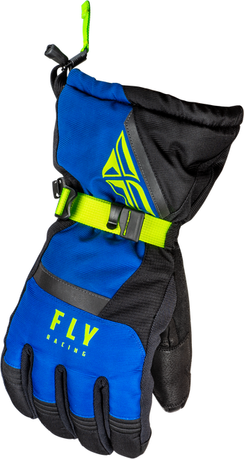 Fly Racing Cascade Gloves Black/Blue/Hi Vis Small - Weatherproof and Insulated Riding Gloves