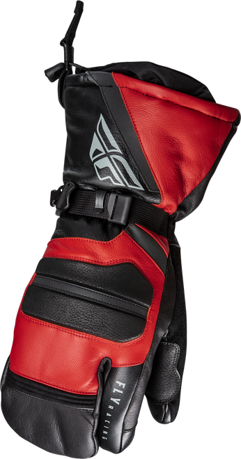 Fly Racing Ridgeline Claws Black/Red Medium Gloves – Weatherproof Leather Gauntlet Style with Touch Screen Compatibility