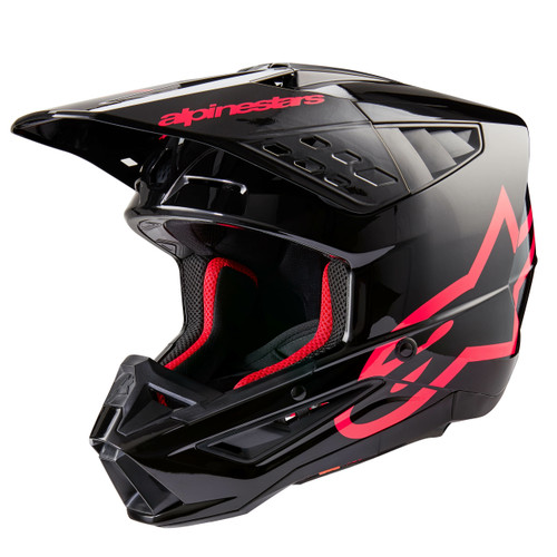 Alpinestars SM5 Corp Helmet Black/Diva Pink Glossy Medium – Impact-Resistant Motorcycle Helmet with Advanced Ventilation and Safety Features