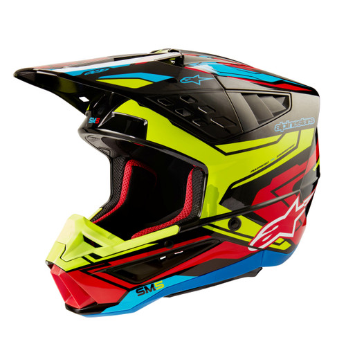 Alpinestars SM5 Action 2 Helmet Black/Yellow Fluorescent/Brilliant Red Glossy XS