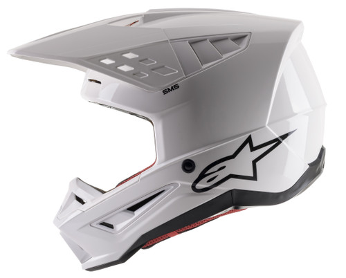 Alpinestars SM5 Solid Helmet White Glossy Medium - Certified Impact-Resistant Motorcycle Helmet