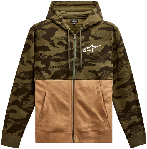 Alpinestars Camo Block Hoodie Military/Sand 2XL – Hooded Fleece with All-Over Camouflage Design