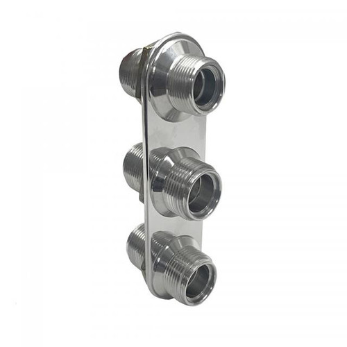Streamline Polished Aluminum 3-Way In-Line Bulkhead Plate for AC and Heater 8-10 Male O-Ring