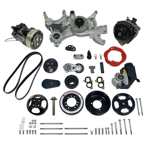 Front Runner® Drive System, GM LT1, Wet-Sump, Black, with Power Steering, with Black Compressor and Alternator