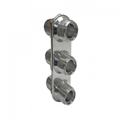 Streamline Polished Aluminum 3-Way In-Line Bulkhead Plate for AC and Heater 10-10 Male O-Ring