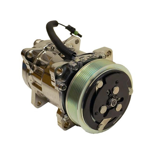 709 Rear Exit Compressor with 7-Groove Serpentine Pulley and Chrome Finish