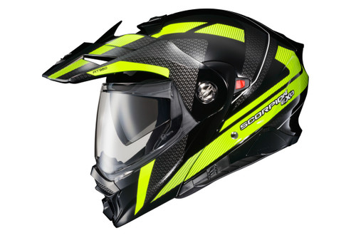 ScorpionEXO Exo-AT960 Modular Helmet Hicks Black/Hi Vis XL - Versatile Adventure and Touring Helmet with ECE 22.06 Certification