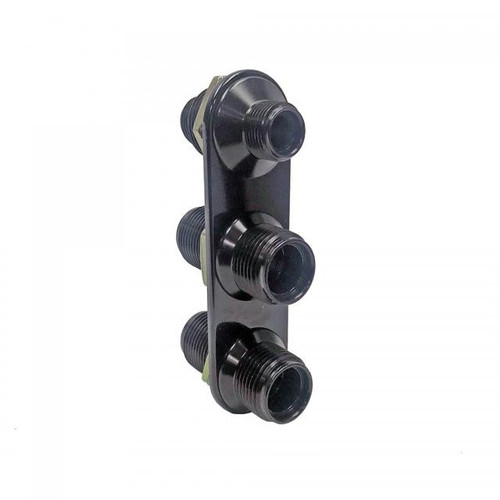 Streamline Black Anodized 3-Way In-Line Bulkhead Plate for AC and Heater 6-10 Male O-Ring