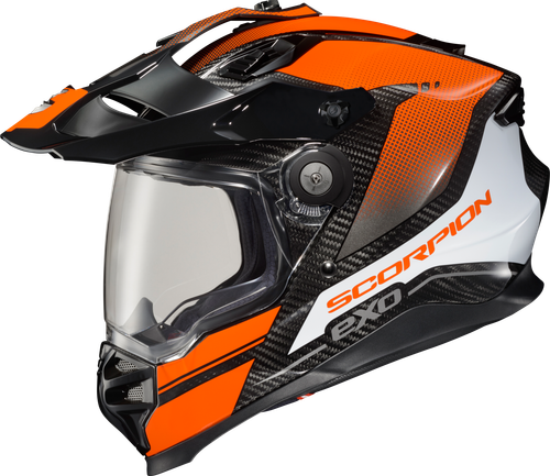 ScorpionEXO XT9000 Carbon Full Face Helmet Trailhead Orange XL – All-Road Adventure Helmet with MaxVision Shield and Airfit® System