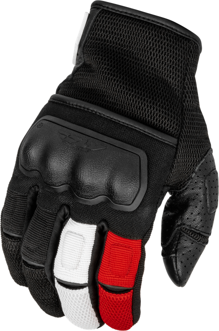 Fly Racing Coolpro Force Gloves Black/White/Red Medium - Durable Motorcycle Gloves with Hard Knuckle Protection