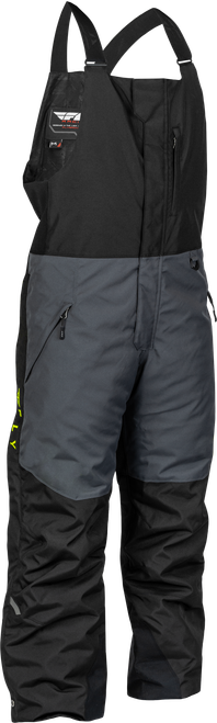 Fly Racing Outpost Bib in Black/Grey/Hi Vis Large – Waterproof Snowmobile Bib with Thermal Insulation and Reflective Safety Features