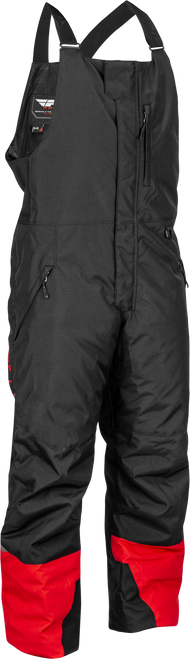 Fly Racing Outpost Bib Black/Red XL – Weatherproof Snowmobile Bib with Thermal Insulation and Safety Features