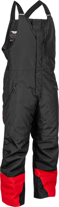Fly Racing Outpost Bib Black/Red 2X – Weatherproof Snowmobile Bib with Insulation and Safety Features