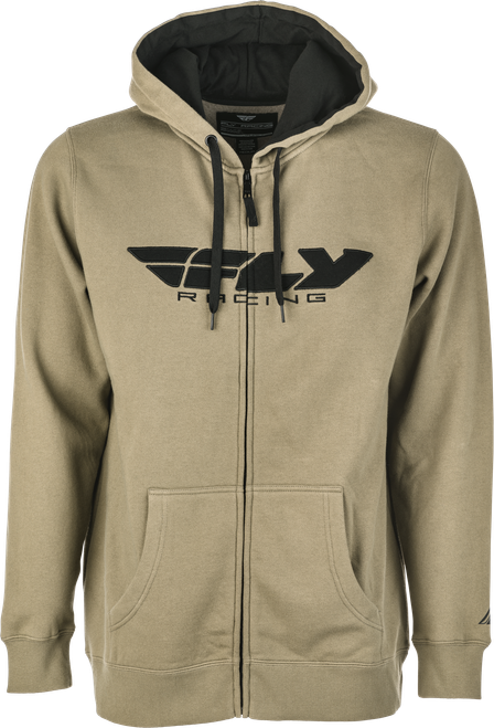 Fly Racing Corporate Zip Up Hoodie in Tan and Black - Large