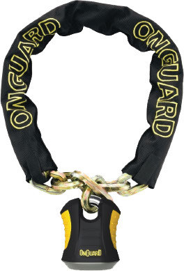 OnGuard Beast 8018 Chain with Keyed Padlock – 6 ft, Black and Yellow
