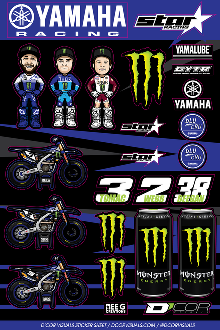 D-COR Yamaha Decal Sheets Part 40-50-118 for Custom Vehicle Graphics