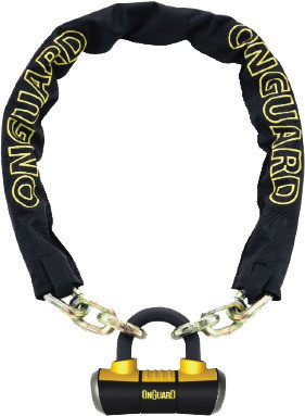 OnGuard Mastiff 8019L Chain with Boxer U Lock - 6 ft Black and Yellow