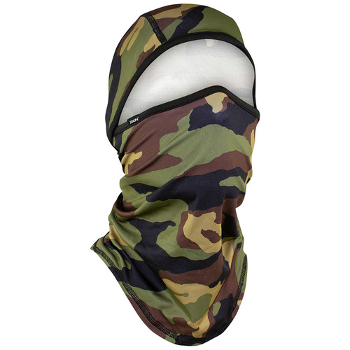 ZAN Sportflex Series Convertible Balaclava Woodland Camo WB4L118 – Versatile Mid-Weight Headgear with UV Protection