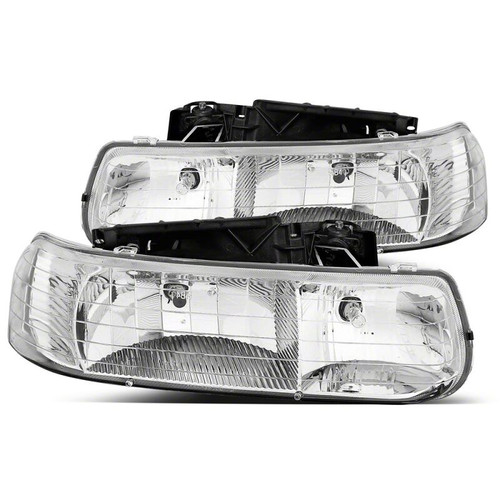 Raxiom 99-02 Chevrolet Silverado 1500 Axial Series Euro Headlights- Chrome Housing- Clear Lens - S112722 Photo - Primary