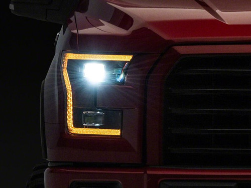 Raxiom 15-17 Ford F-150 LED Projector Headlights with LED Amber DRL- Black Housing- Clear Lens - T558778 Photo - Primary